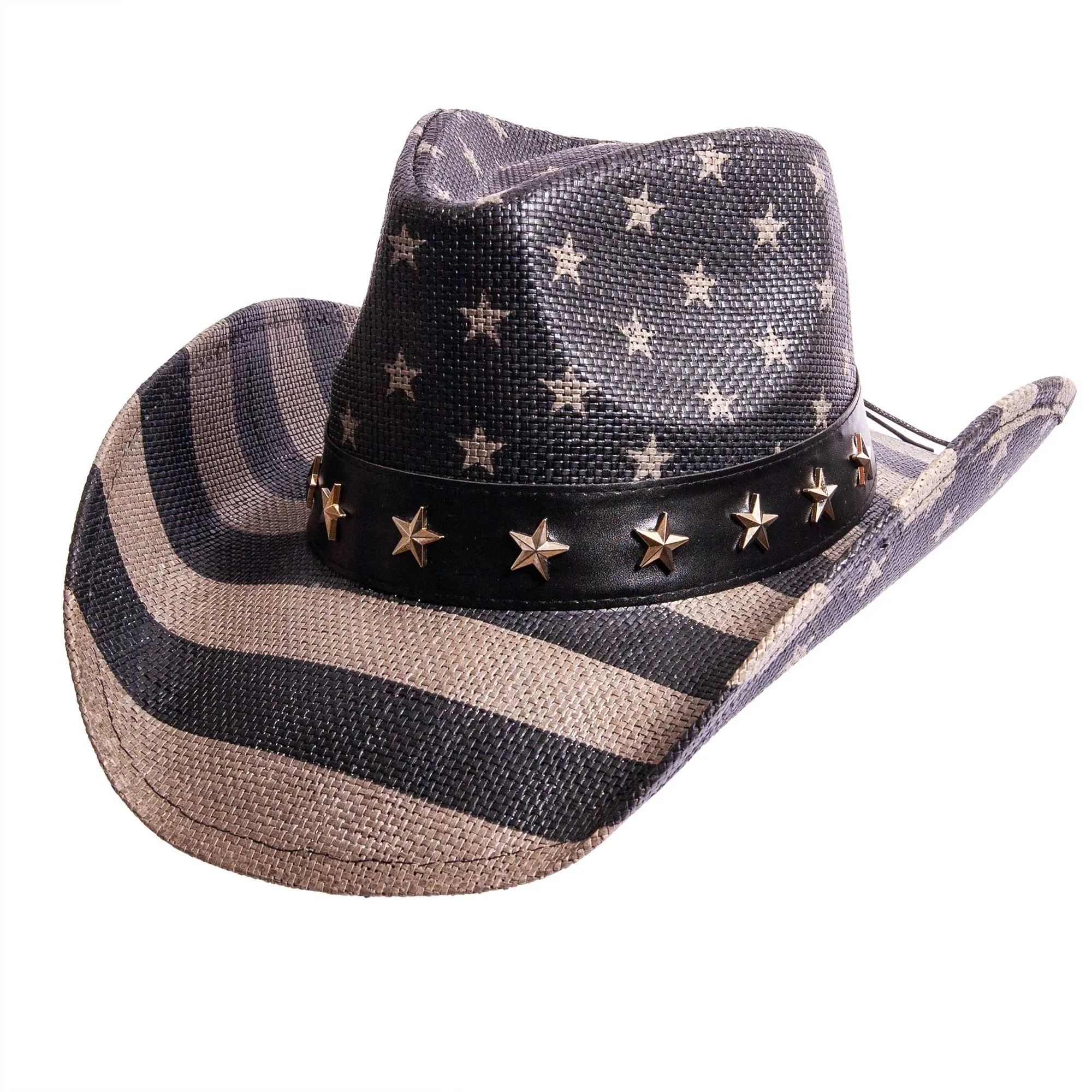 American Hat Maker Americana - Straw Cowboy Hat in Black